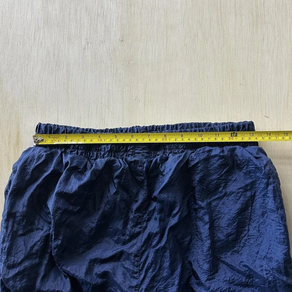 Vintage Track Pants Mens XL Blue Nylon Woven Elastic Waist Lined Zip Joggers